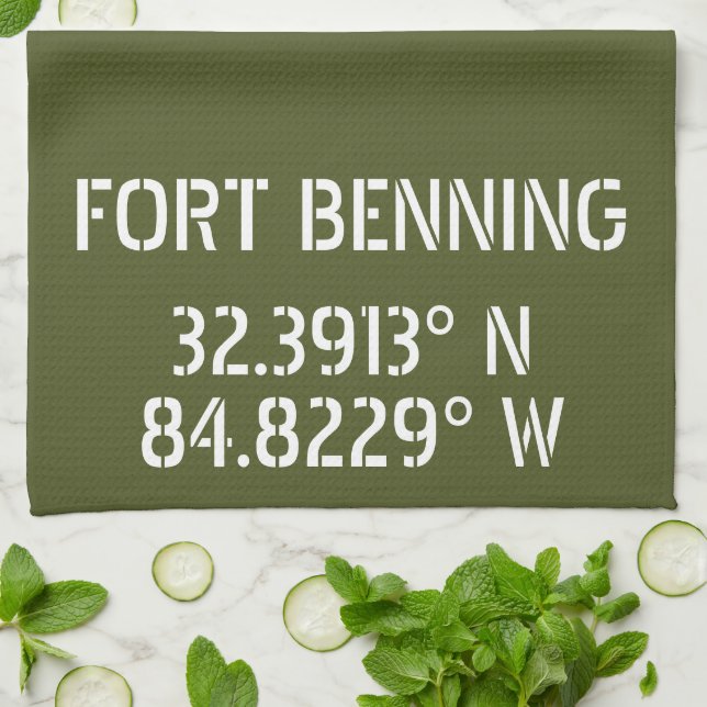 Fort Benning Latitude Longitude   Tea Towel (Folded)