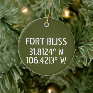 Fort Bliss Latitude Longitude Personalized Ceramic Ornament