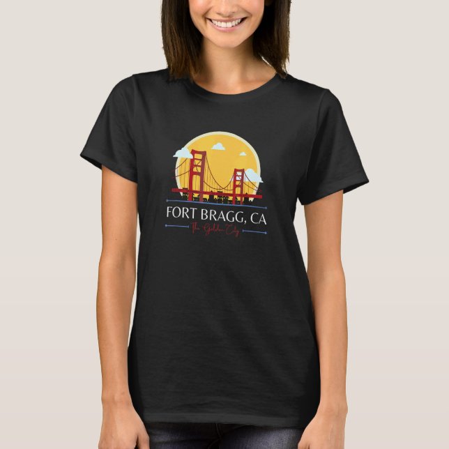 Fort Bragg CA Golden Gate Bridge Bad Geography Stu T-Shirt (Front)