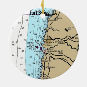 Fort Bragg CA Nautical Chart Ceramic Ornament