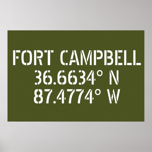 Fort Campbell Latitude Longitude  Poster (Front)