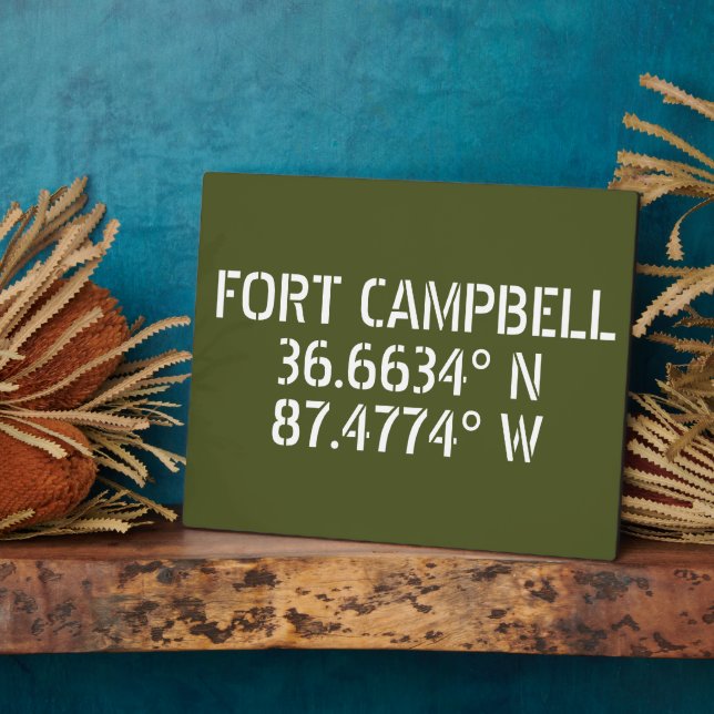 Fort Campbell Latitude Longitude Tabletop Plaque (Side)