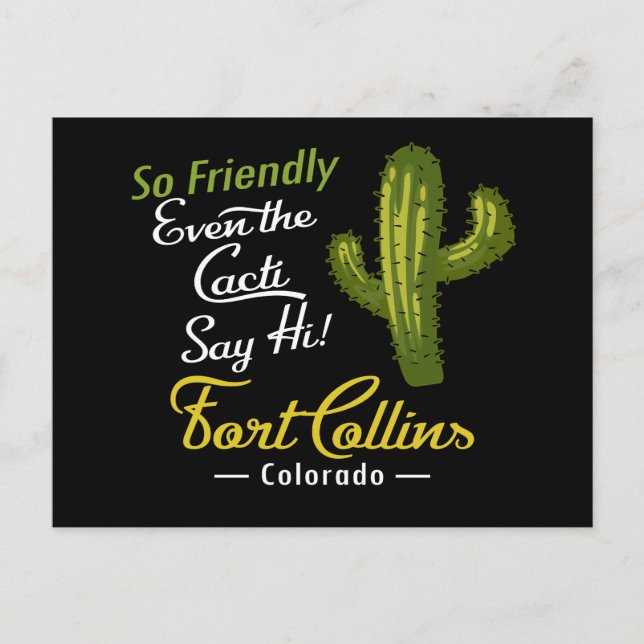 Fort Collins Cactus Funny Retro Postcard (Front)