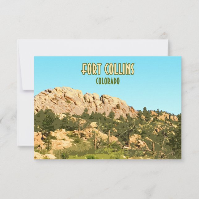 Fort Collins Colorado Horsetooth Rock Flat Card (Front)