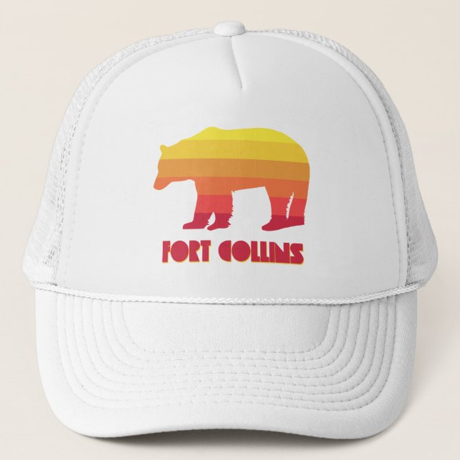 Fort Collins Colorado Rainbow Bear Trucker Hat (Front)
