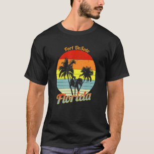 Fort Desoto Florida Retro Tropical Palm Trees Vaca T-Shirt