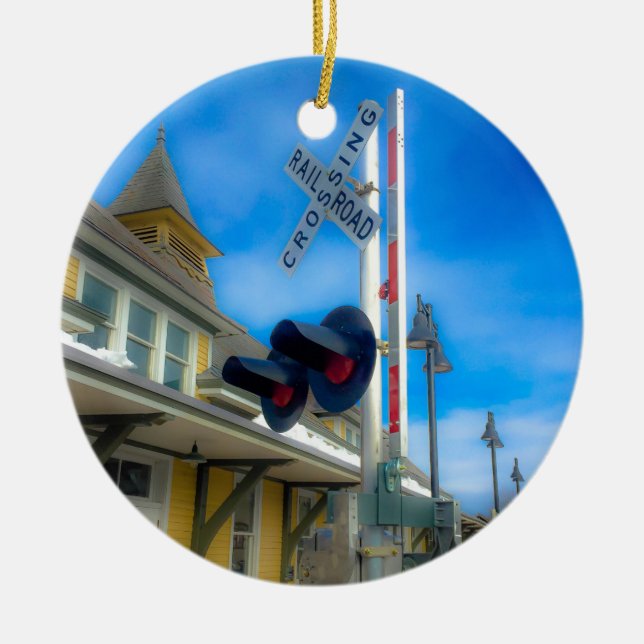 Fort Edward Train Station Ceramic Ornament (Front)