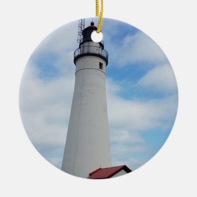 Fort Gratiot Lighthouse in Michigan Ceramic Ornament (Front)