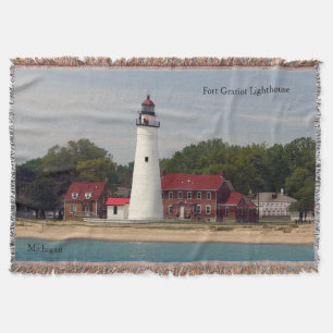 Fort Gratiot Lighthouse woven blanket