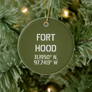 Fort Hood Latitude Longitude Personalised Ceramic Ornament