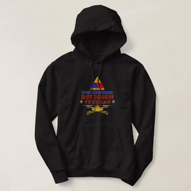 Fort Hood Texas TX 2nd Armoured Division Veterans  Hoodie (Design Front)