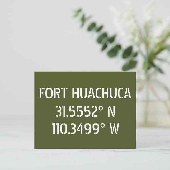 Fort Huachuca Latitude Longitude Postcard (Standing Front)