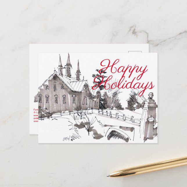 Fort Hunter Barn Sketch #130601 Holiday Postcard (Front/Back In Situ)