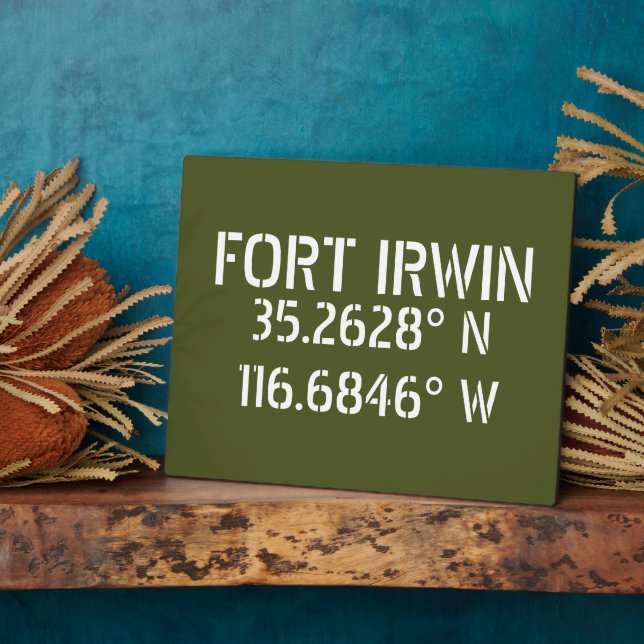 Fort Irwin Latitude Longitude Tabletop Plaque (Side)