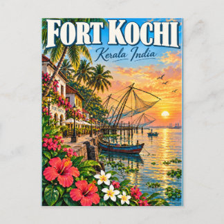 Fort Kochi Kerala India Vintage Travel Postcard