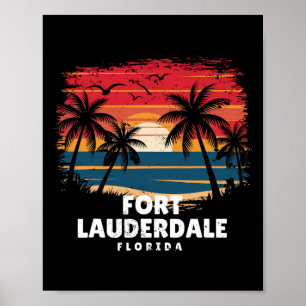Fort Lauderdale Beach Florida Surfboarder Palm Tre Poster