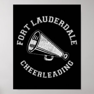 Fort Lauderdale Cheer Distressed Retro 90's Cheerl Poster