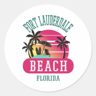 Fort Lauderdale' Florida Beach Fl Men Women Classic Round Sticker