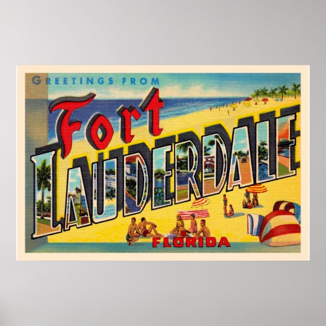 Fort Lauderdale Florida FL Large Letter Postcard Poster (Front)
