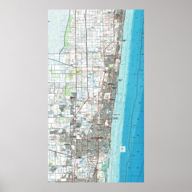 Fort Lauderdale Florida Map (1985) Poster (Front)