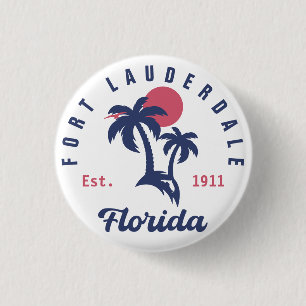 Fort Lauderdale Florida Palm Tree Tropical Beach 3 Cm Round Badge