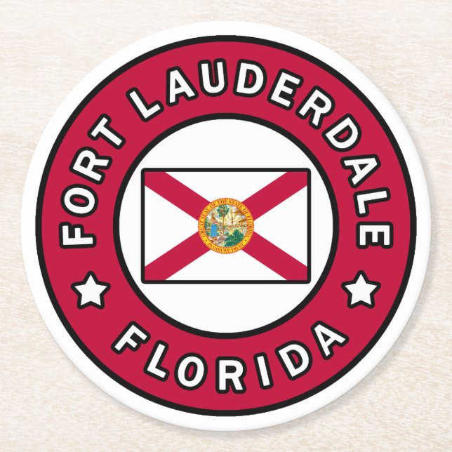 Fort Lauderdale Florida Round Paper Coaster (Front)