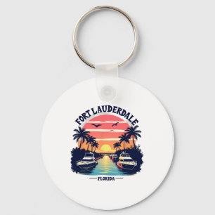 Fort Lauderdale Florida Sunset Boating Scene Key Ring