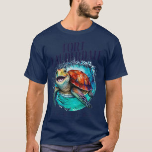 Fort Lauderdale Florida Watercolor Happy Sea Turtl T-Shirt