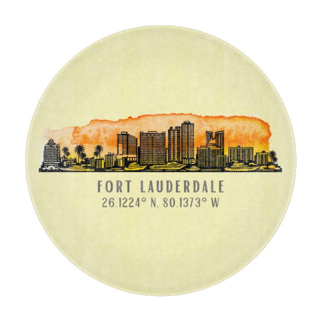 Fort Lauderdale Skyline & Coordinates  Cutting Board (Front)