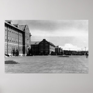 Fort Lewis, WA View of Barracks and Mt. Rainier Poster