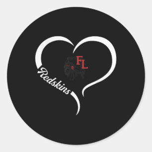Fort Loramie Redskins Logo Half Heart Slogan Hs  Classic Round Sticker