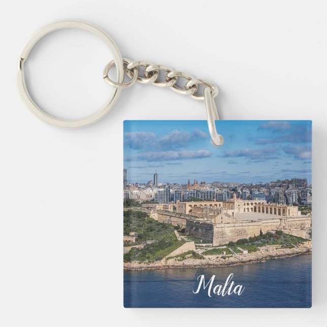 Fort Manoel and Sliema from Valletta, Malta Key Ring (Front)