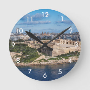 Fort Manoel and Sliema from Valletta, Malta Round Clock