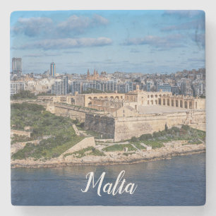Fort Manoel and Sliema from Valletta, Malta Stone Coaster