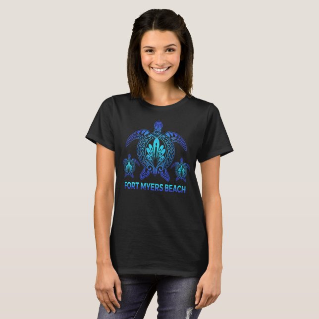 Fort Myers Beach Florida Blue Sea Turtle Souvenirs T-Shirt (Front Full)