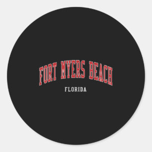 Fort Myers Beach Florida College University Style Classic Round Sticker