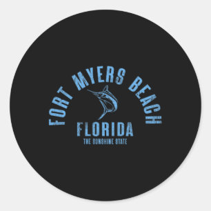 Fort Myers Beach Florida Fl Retro Vintage Beach Fr Classic Round Sticker
