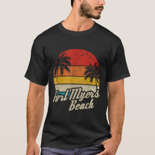 Fort Myers Beach Florida Fl Vintage Sunset Retro V T-Shirt
