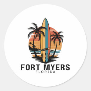 Fort Myers Beach Florida Surfing Surfer _1 Classic Round Sticker
