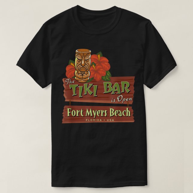 Fort Myers Beach Florida Tiki Bar Design  T-Shirt (Design Front)
