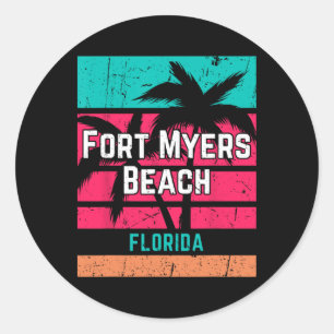 Fort Myers Beach Florida Vacation Souvenir Surfing Classic Round Sticker