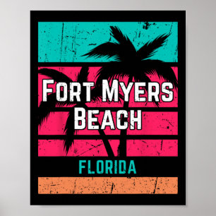 Fort Myers Beach Florida Vacation Souvenir Surfing Poster