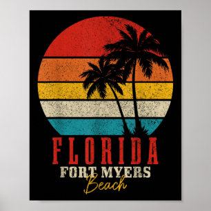 Fort Myers Beach Florida Vintage Usa America Souve Poster
