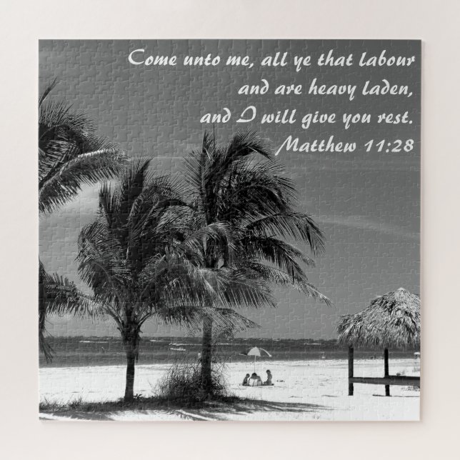 Fort Myers Beach Matthew 11:28 Inspirational  Jigsaw Puzzle (Horizontal)