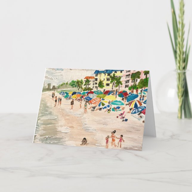 "Fort Myer's Beach" painting by Willlowcatdesigns  Card (Front)