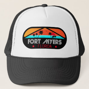 Fort Myers Beach Retro - Florida Retro Sunset Trucker Hat