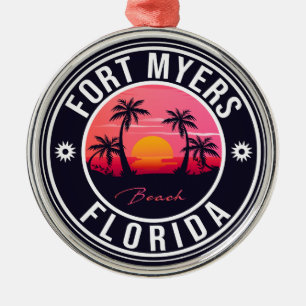 Fort Myers Beach Retro - Florida Souvenirs Metal Ornament