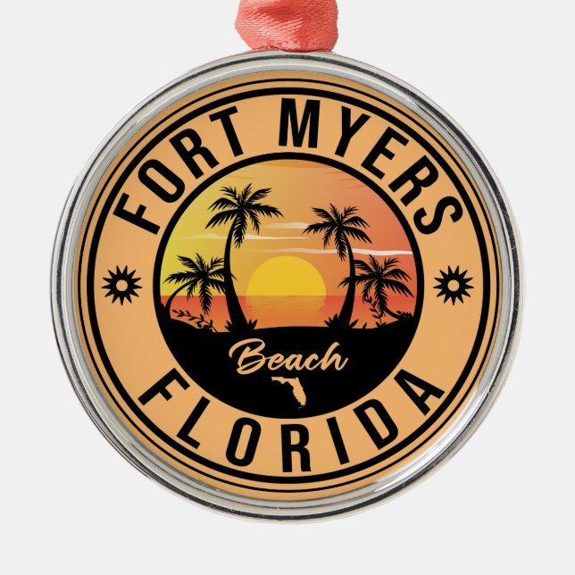 Fort Myers Beach Retro - Florida Souvenirs Metal Ornament (Front)