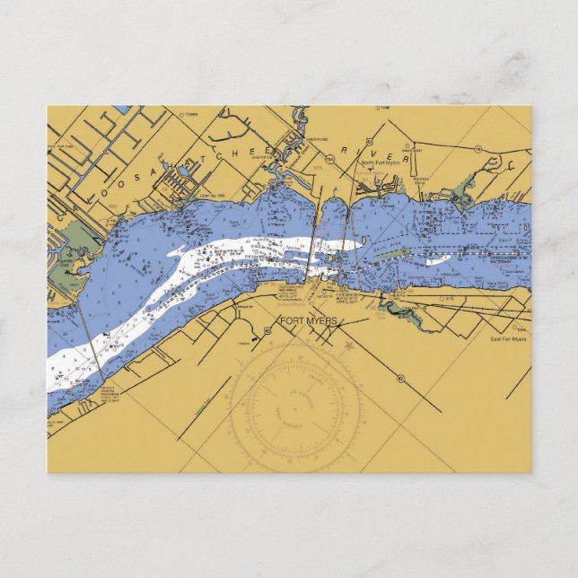Fort Myers, Florida Nautical Harbour Chart Postcar Postcard (Front)