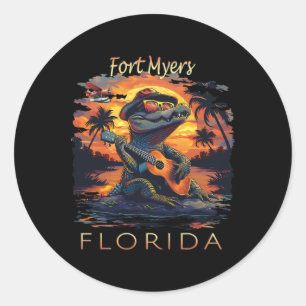 Fort Myers Florida Vacation Cute Alligator Classic Round Sticker